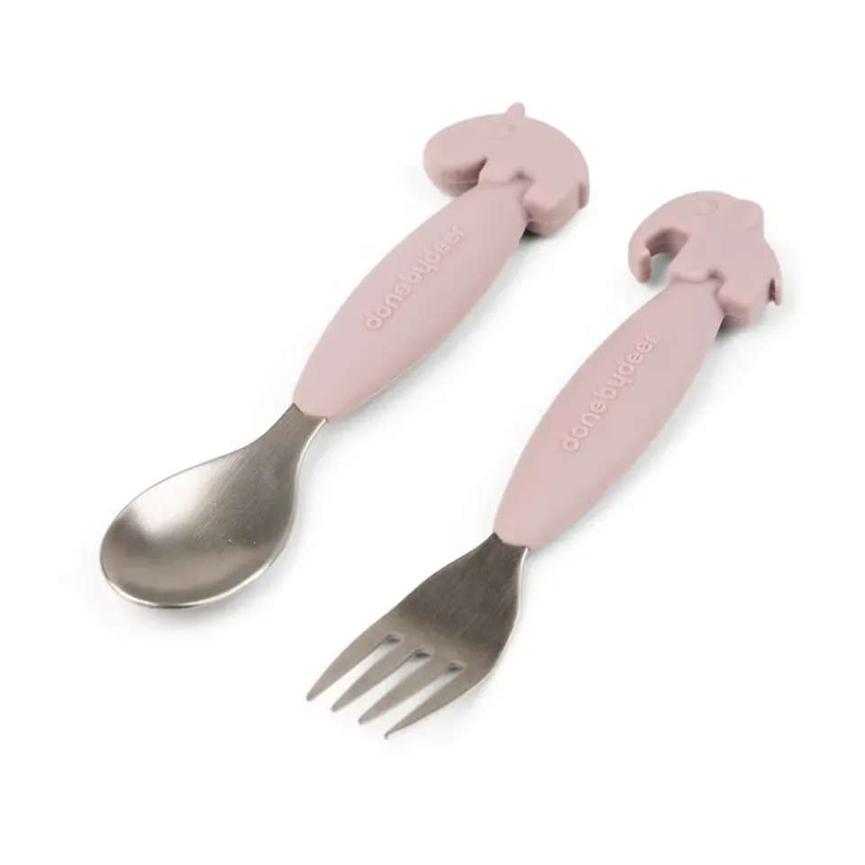 Children's Cutlery^Done by deer Deer Friends Easy-grip cutlery set 2 pieces, Powder Beige