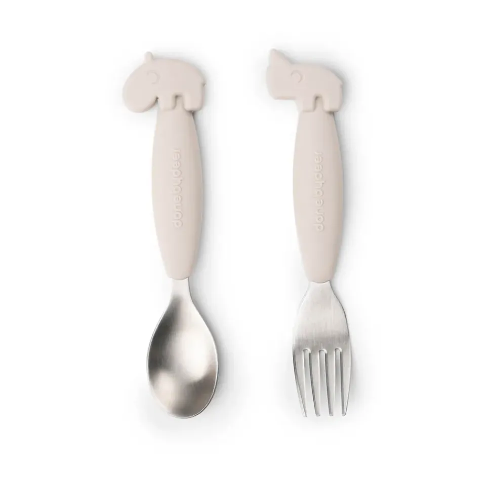Hot Done by deer Deer Friends Easy-grip cutlery set 2 pieces, Sand Beige