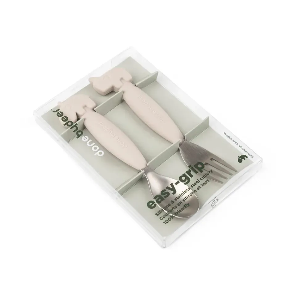 Hot Done by deer Deer Friends Easy-grip cutlery set 2 pieces, Sand Beige