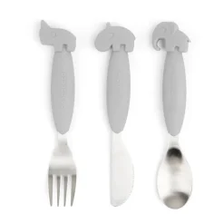 Sale Done by deer Deer Friends Easy-grip cutlery set 3 pieces, Grey