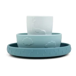 Done by deer Deer Friends Stick&Stay kids dinner set 3 pieces, Blue