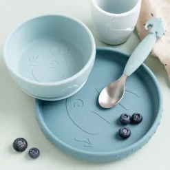 Done by deer Deer Friends Stick&Stay kids dinner set 3 pieces, Blue