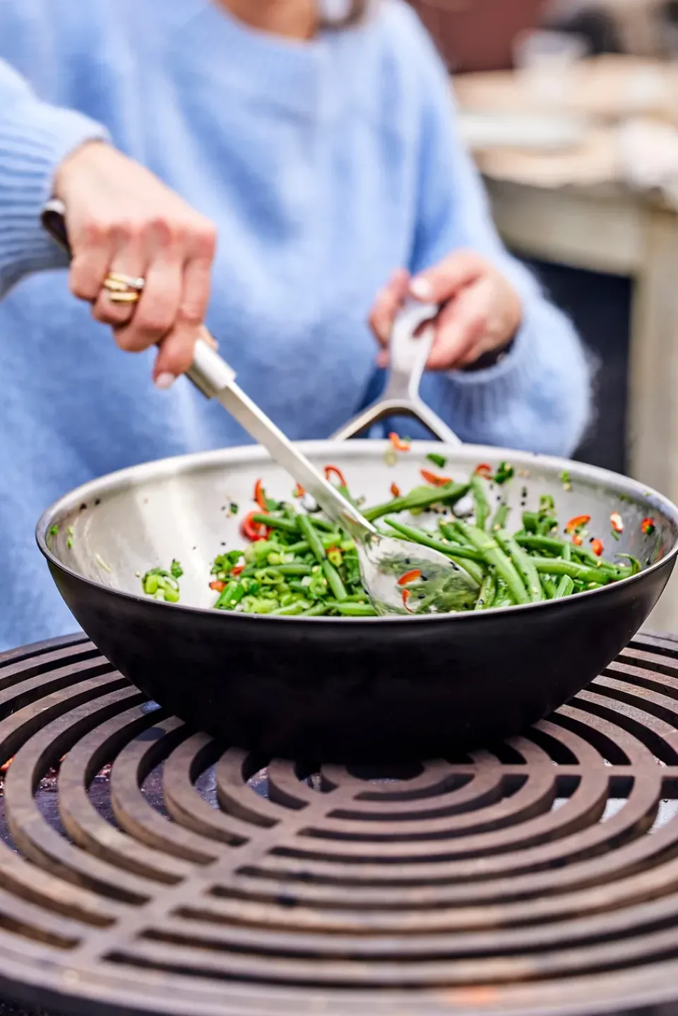 Woks^Demeyere Black 5 wok pan stainless steel, Ø30 cm Silver-coloured