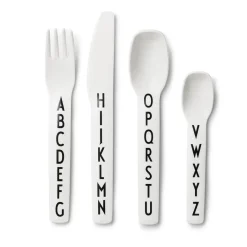 Clearance Design Letters children's cutlery melamine, 4 pieces BlackWhite