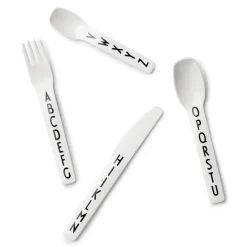 Clearance Design Letters children's cutlery melamine, 4 pieces BlackWhite