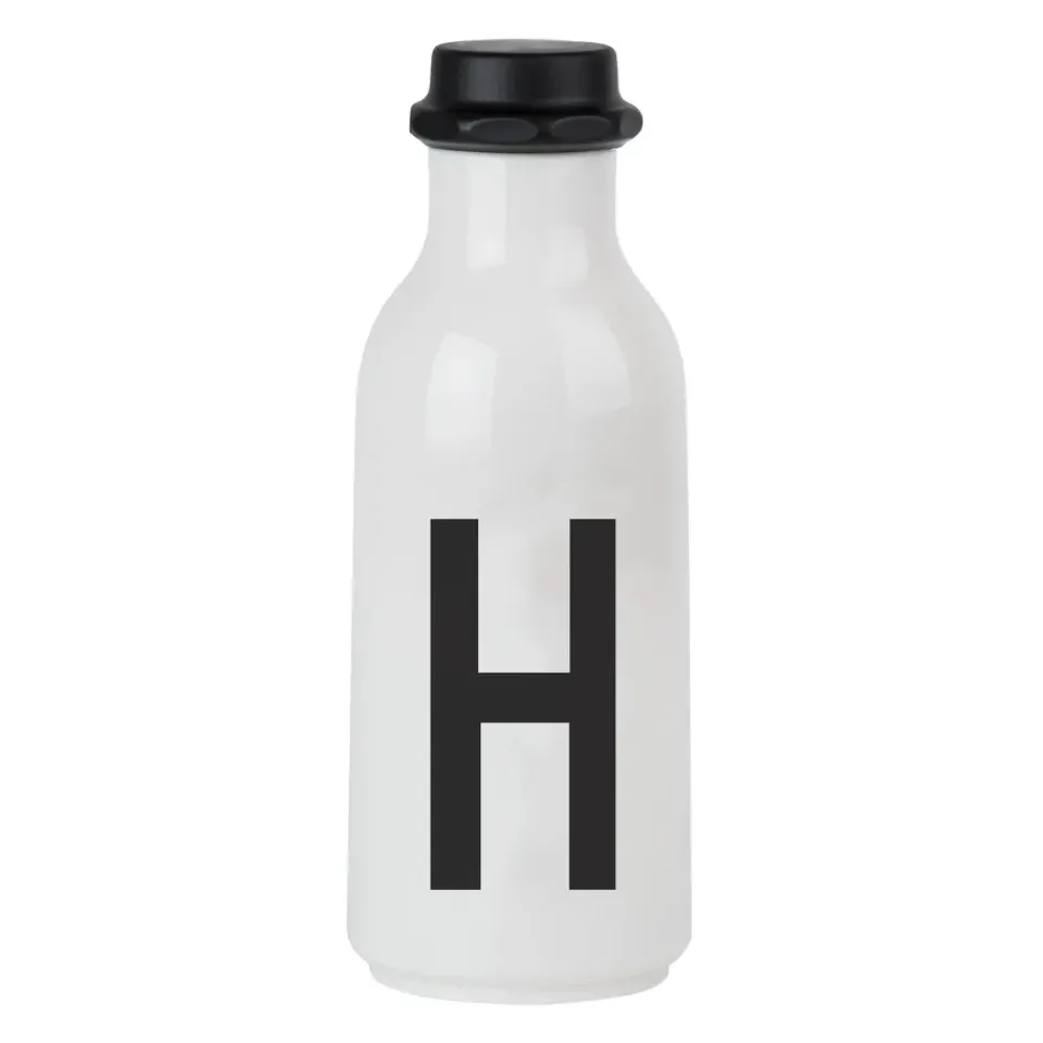 Water Bottles^Design Letters drinking bottle, H BlackWhite