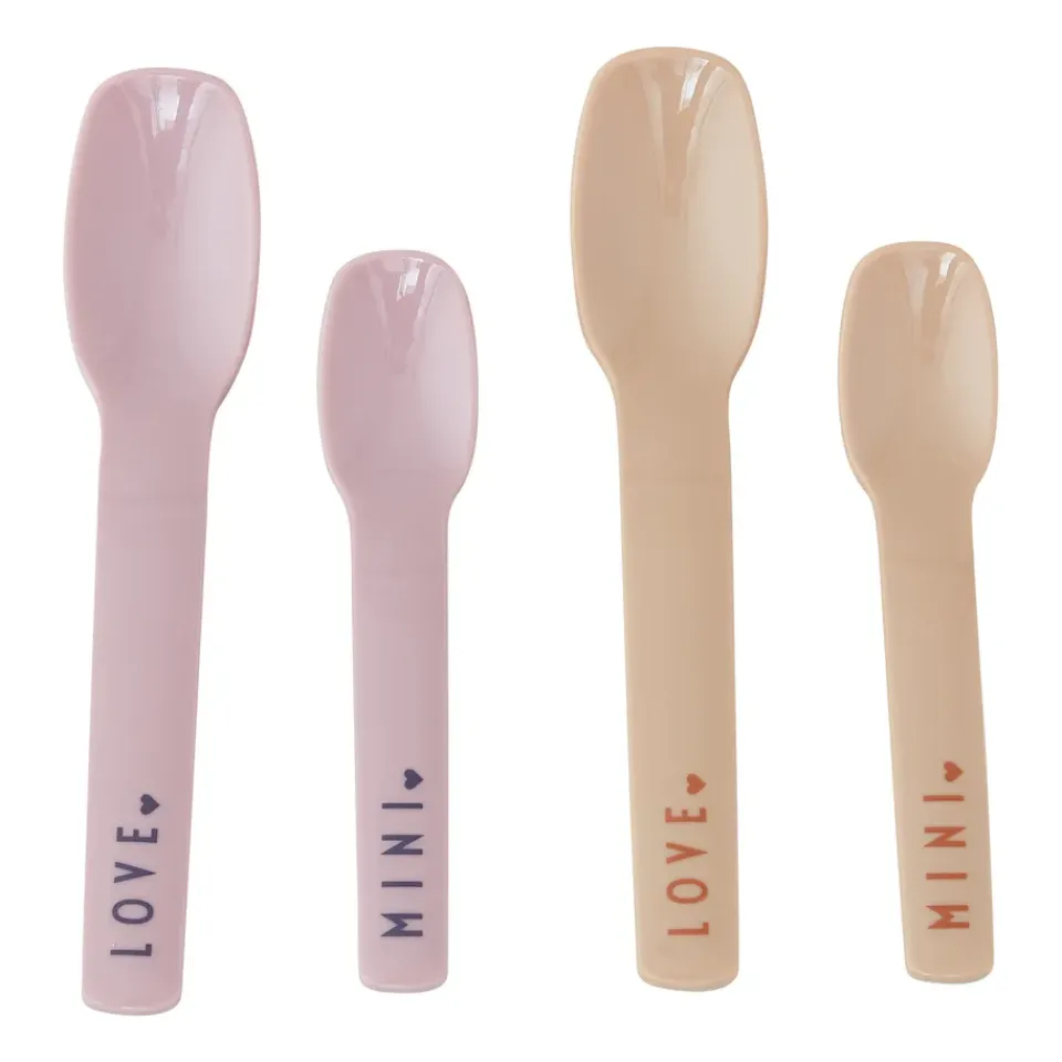 Children's Cutlery^Design Letters spoon favourite mini 4 pieces, Lavender PinkBeige