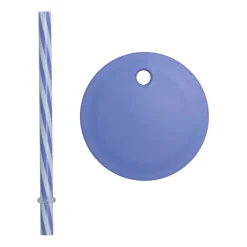 Online Design Letters straw with lid, Blue
