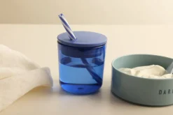Online Design Letters straw with lid, Blue