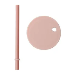 Online Design Letters straw with lid, Nude Pink