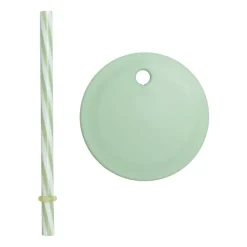 Clearance Design Letters straw with lid, Green