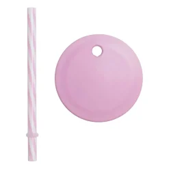 Design Letters straw with lid, Purple