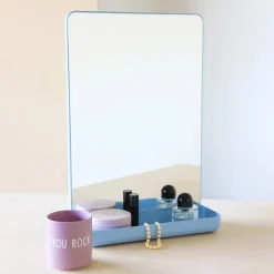 Hot Design Letters Wall-mounted mirror with shelf, Light BeigeBlue