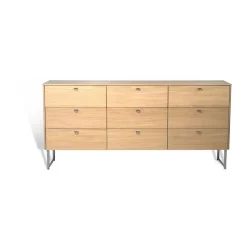 Mavis Deus chest of drawers 9 drawers, White pigmented matte lacquered oak Beige