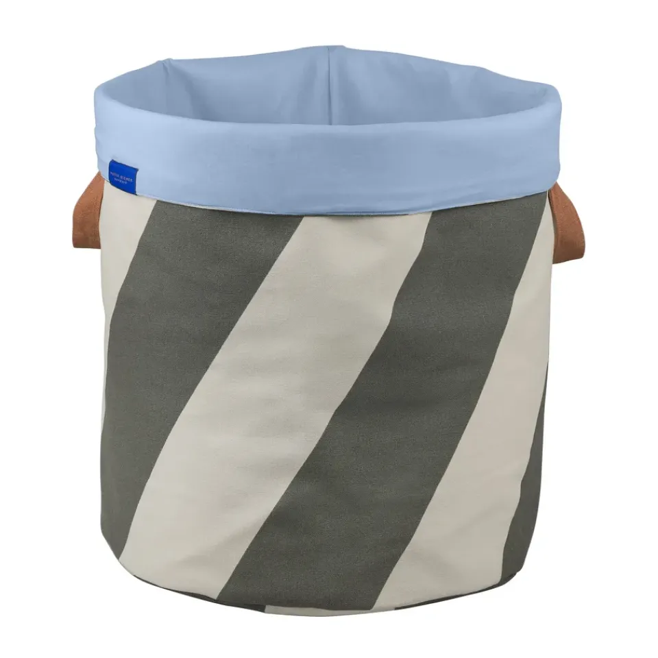 Laundry Baskets^Mette Ditmer Diagonal laundry basket Ø40x50 cm, Dark olive-sand BeigeBrown