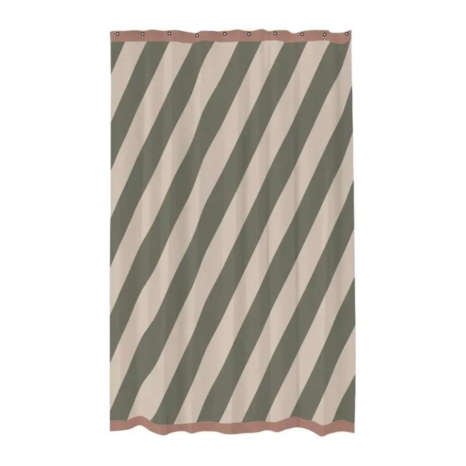 Shower Curtains^Mette Ditmer Diagonal shower curtain 150x200 cm, Dark olive Grey