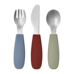Clearance Scandi Living Dine cutlery set silicone 3 pieces, Green-Blue GreenBlue