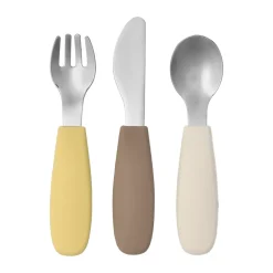 Children's Cutlery|Cutlery Sets^Scandi Living Dine cutlery set silicone 3 pieces, Taupe Yellow