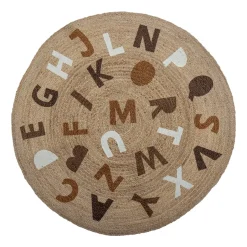 Best Bloomingville Dinne jute rug Ø130 cm, Alphabet MultiBrown