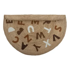 Best Bloomingville Dinne jute rug Ø130 cm, Alphabet MultiBrown