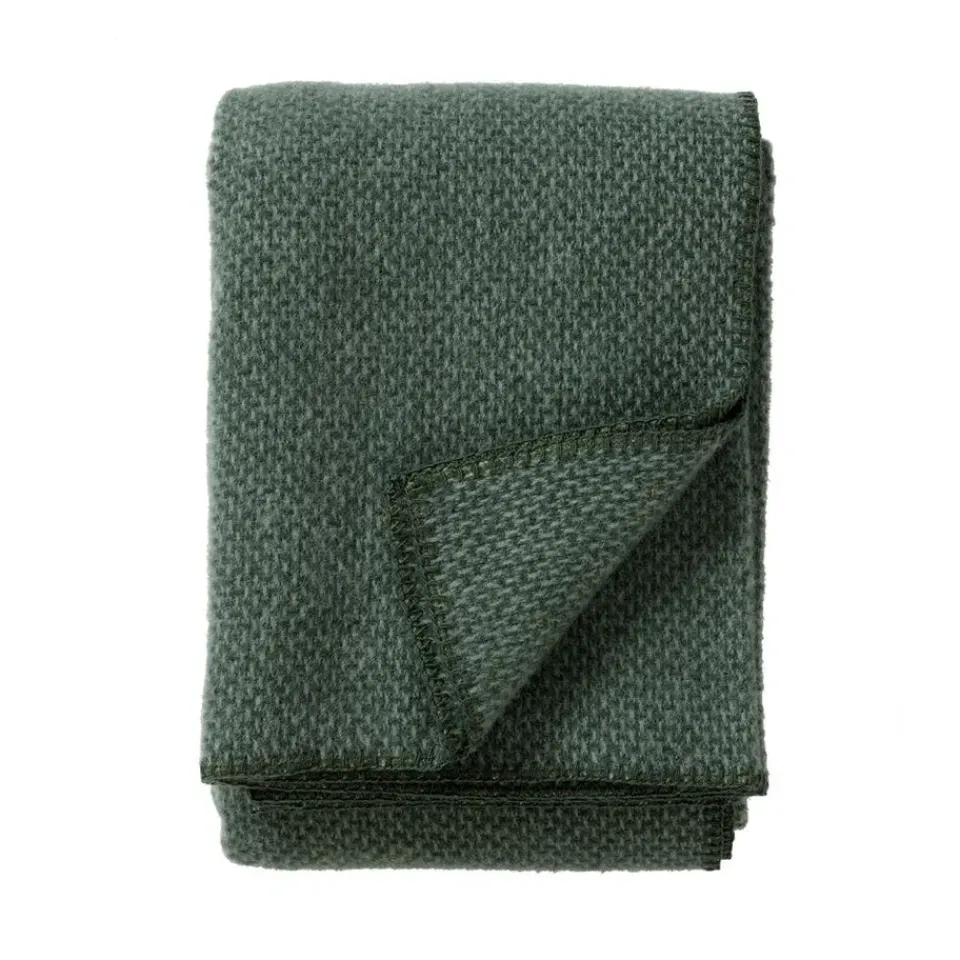 Online Klippan Yllefabrik Domino wool throw, Green