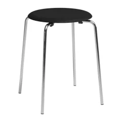 Stools^Fritz Hansen Dot stool, Black ash-chrome BlackSilver-coloured