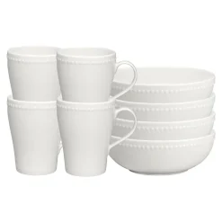 Table Settings & Starter Sets^Scandi Living Dots breakfast bowl 60 cl 4-pack, Creamy White