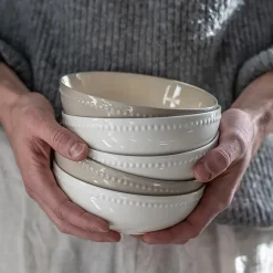 Breakfast Bowls^Scandi Living Dots breakfast bowl 60 cl 4-pack, Creamy White