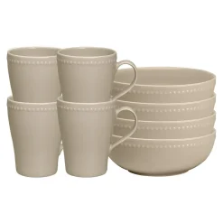 Table Settings & Starter Sets^Scandi Living Dots breakfast bowl 60 cl 4-pack, Beige