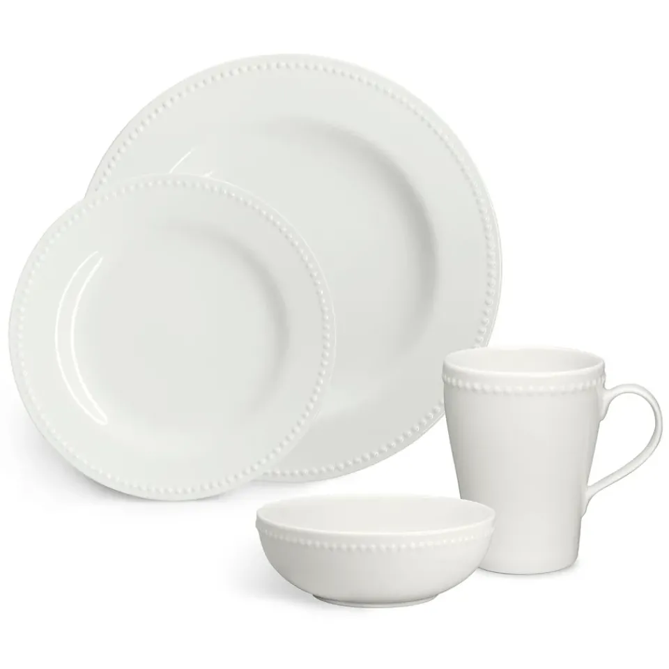 Discount Scandi Living Dots plate 28 cm 4-pack, Creamy White