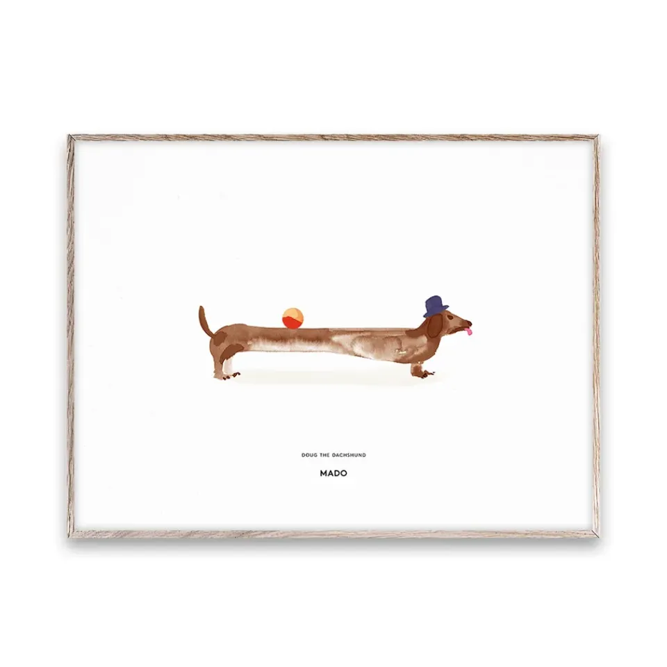 Posters^Paper Collective Doug the Dachshund poster, 30x40 cm WhiteBeige