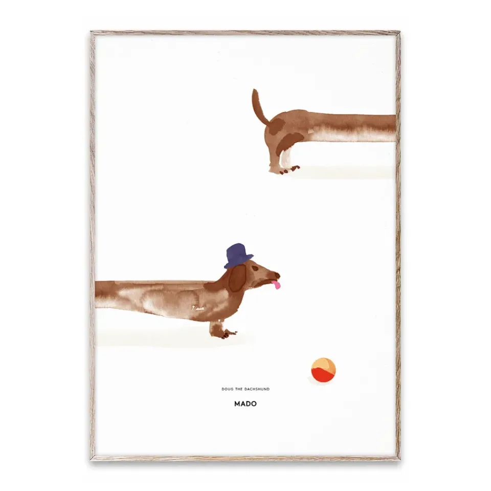 New Paper Collective Doug the Dachshund poster, 50x70 cm WhiteBeige