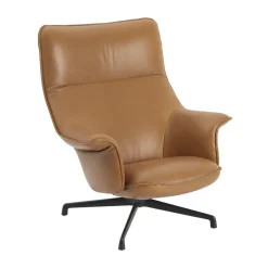 Armchairs & Footstools^Muuto Doze armchair swivel base, Refine leather cognac-black Brown
