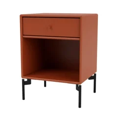Hot Montana Dream bedside table, Hokkaido 162, black lacquered legs Orange