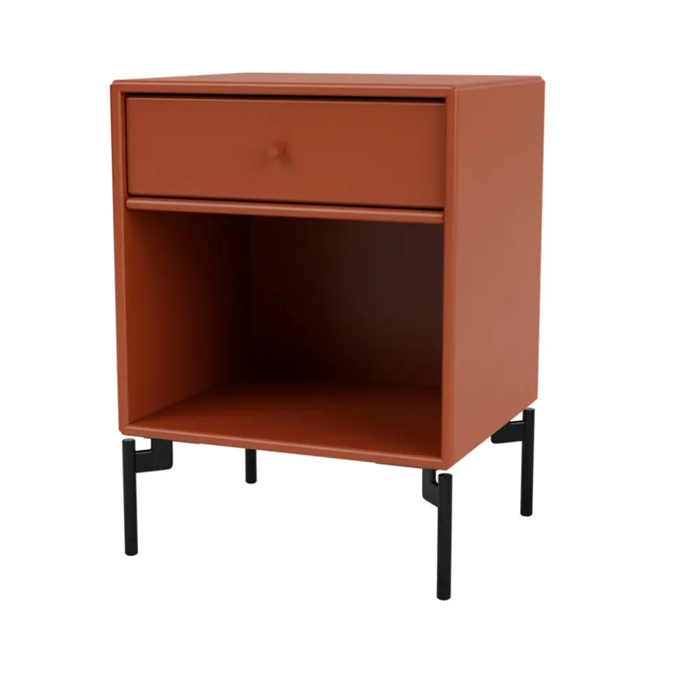 Hot Montana Dream bedside table, Hokkaido 162, black lacquered legs Orange