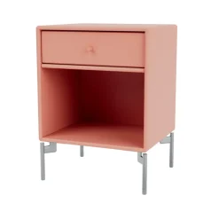 Hot Montana Dream bedside table, Rhubarb 151, chrome legs Pink