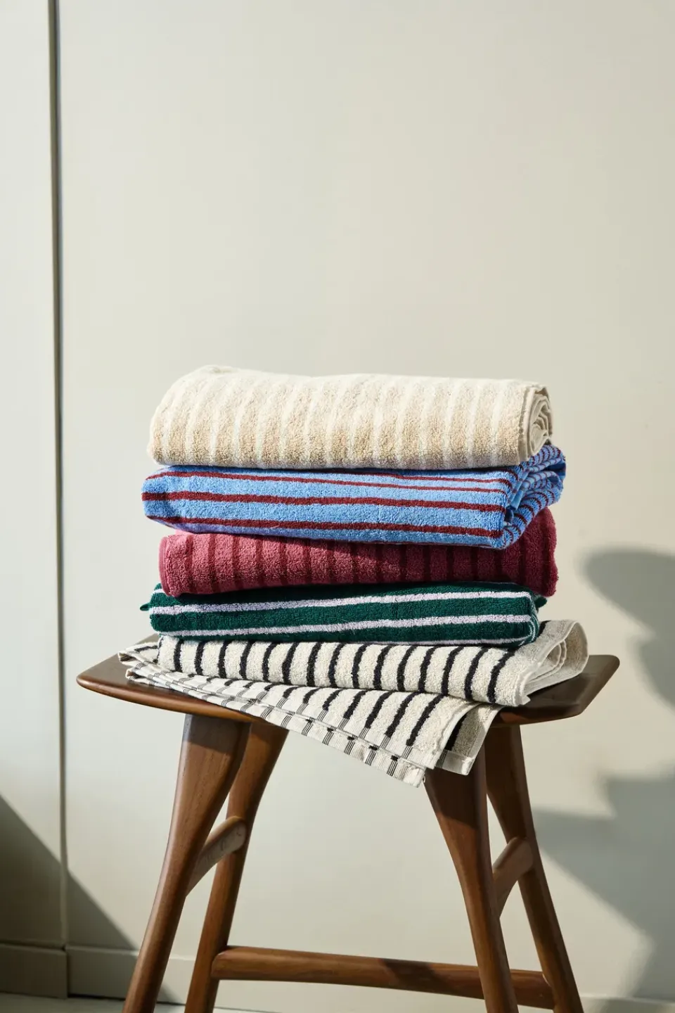 Online Scandi Living Drift bath towel 70x140 cm, Beige-white BeigeWhite