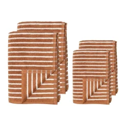 Towels^Scandi Living Drift towel 50x70 cm, Brown-white BrownWhite