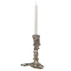 Candle Holders^POLSPOTTEN Drip candlestick L 25 cm, Silver Silver-coloured