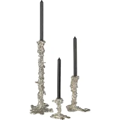 Candle Holders^POLSPOTTEN Drip candlestick L 25 cm, Silver Silver-coloured