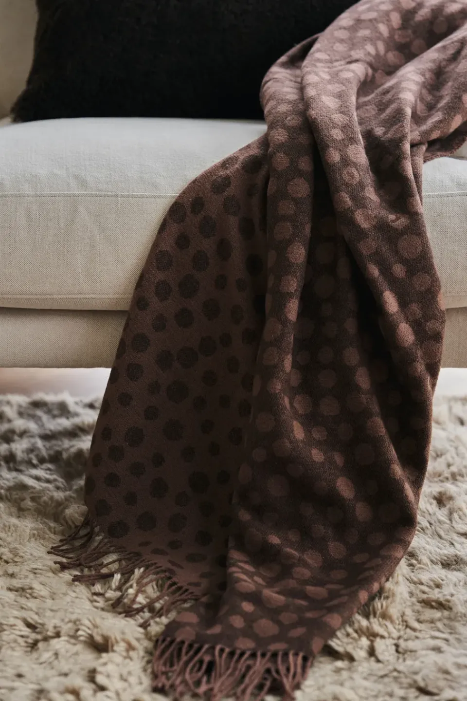 Scandi Living Droplets cotten throw 130x185 cm, Brown