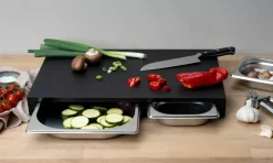 Clearance Continenta Duracore chopping board 2 drawers, 49.5x32.5 Black
