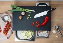 Clearance Continenta Duracore chopping board 2 drawers, 49.5x32.5 Black