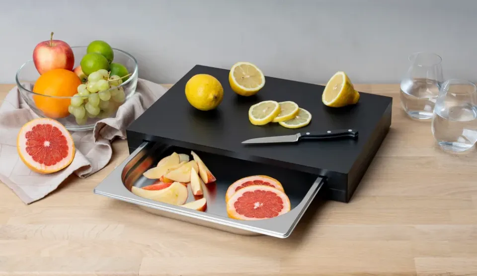 Discount Continenta Duracore cutting board with drawer, 39x27 Black