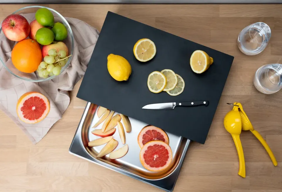 Discount Continenta Duracore cutting board with drawer, 39x27 Black