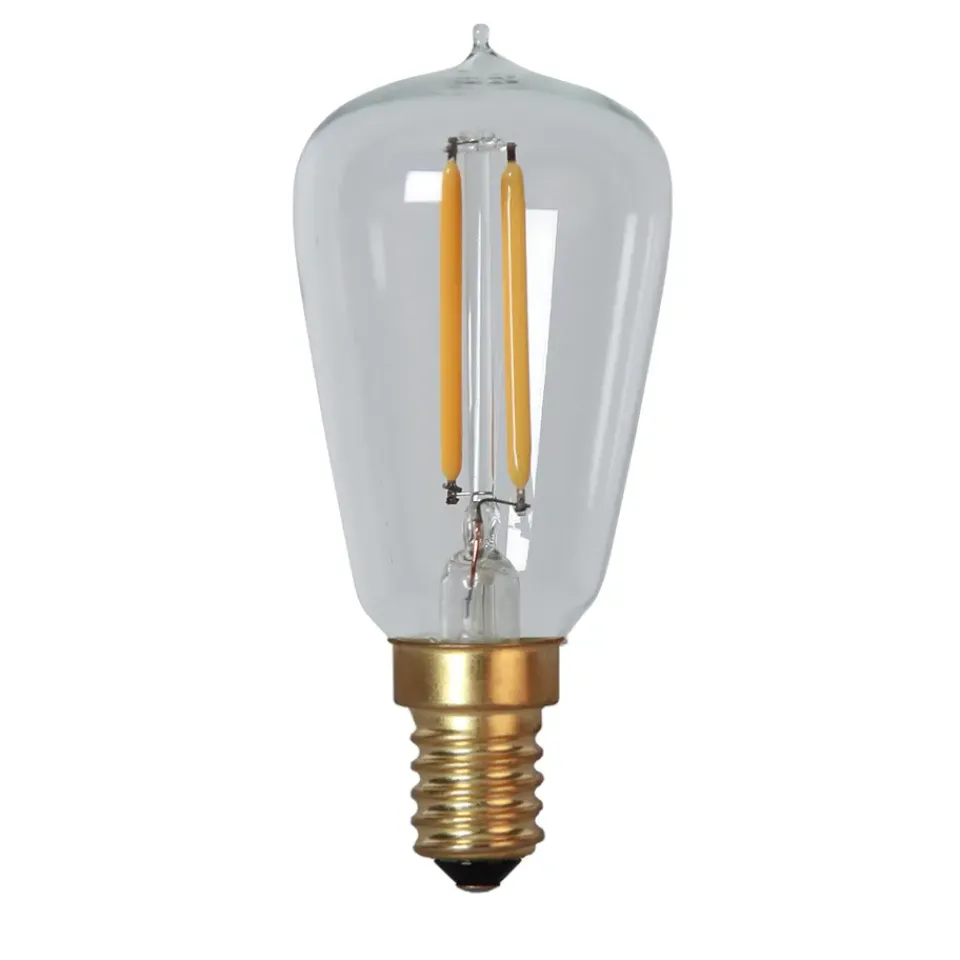Clearance Star Trading E14 T25 LED soft glow filament, 3.8 cm 2200K Transparent