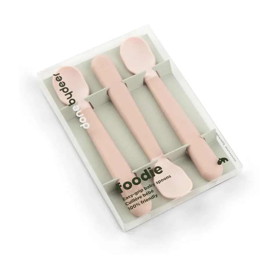 Children's Cutlery^Done by deer Easy-grip foodie spoon 3-pack, Powder Beige