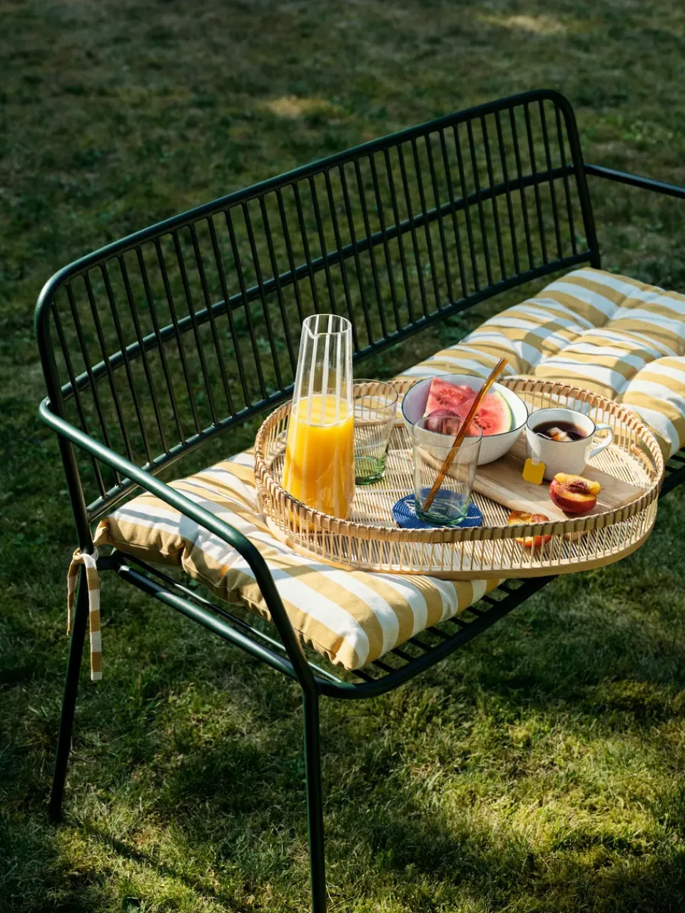 Garden Sofas & Garden Benches|Outdoor Lounge Furniture^Broste Copenhagen Eden bench with arm support, Forest Green
