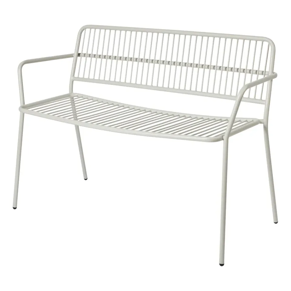 Outlet Broste Copenhagen Eden bench with arm support, Beige grey BeigeGrey