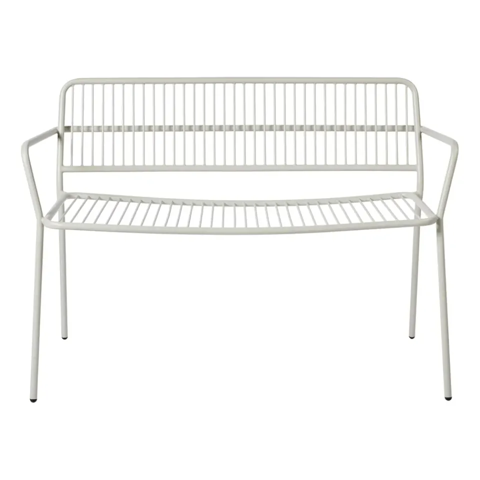 Outlet Broste Copenhagen Eden bench with arm support, Beige grey BeigeGrey